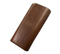 OAOAO Leather Copper Cigarette Case, 20 Capacity, for Men and Women, One Size, 10.5x4.9x1.9cm, 1 Pcs(Brown 2)