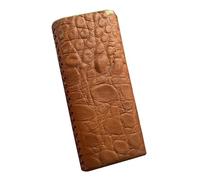 OAOAO Leather Copper Cigarette Case, 20 Capacity, for Men and Women, One Size, 10.5x4.9x1.9cm, 1 Pcs(Brown 1)