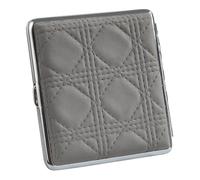 OAOAO Leather Metal Cigarette Case, Carrying Case for Men and Women, One Size 98x93x19mm, 1pcs(Gray)