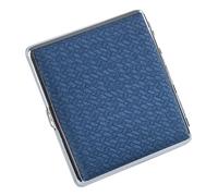 OAOAO Leather Metal Cigarette Case for 20 Regular Size Cigarettes, for Men and Women, One Size 98x93x20mm, 1pcs(Dark Blue)