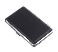 OAOAO Leather Metal King Size Cigarette Case, Push to Open, Holds 20 Cigarettes 100mm, One Size 112x67x18mm, 1pcs(Black)
