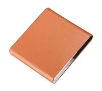 OAOAO Leather Stainless Steel Cigarette Case, Holds 10 Cigarettes, for Men and Women, One Size 90x83x15mm, 1pcs(Orange)