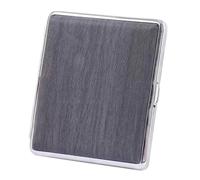 OAOAO Metal Cigarette Case with Leather Surface, Portable, Holds 20 Cigarettes 84mm, One Size 98x90x18mm, 1pcs(Black)
