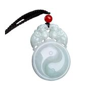OAOAO Natural Emerald Jadeite Double Pixiu Tai Chi Necklace, Feng Shui Wealth Amulet For Prosperity Love Luck, Unisex Crystal Pendant Gift 1pcs