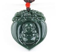 OAOAO Natural Hetian Jade Laughing Buddha Necklace, Jadeite Feng Shui Amulet Pendant For Prosperity Money Reiki Chakra Meditation 1 Pcs