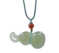 OAOAO Natural Hetian Nephrite Jade Wu Lou Pendant Necklace, Feng Shui Calabash Amulet Adjustable Lucky Charm Talisman For Women, 1pcs