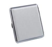 OAOAO Portable Leather Metal Cigarette Case, Holds 20 Regular Size Cigarettes, One Size 98x93x19mm, 1pcs(Silver)