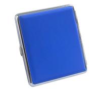 OAOAO Portable Leather Metal Cigarette Case, Holds 20 Regular Size Cigarettes, One Size 98x93x19mm, 1pcs(Blue)
