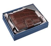 OAOAO Premium Leather Metal Cigarette Case, One Hand Operate, Unisex, One Size 95x84x19mm, 1pcs(Brown)