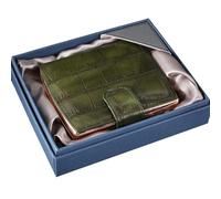 OAOAO Premium Leather Metal Cigarette Case, One Hand Operate, Unisex, One Size 95x84x19mm, 1pcs(Dark Green)