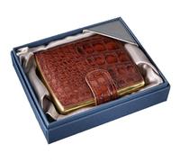 OAOAO Premium Leather Metal Cigarette Case, One Hand Operate, Unisex, One Size 95x84x19mm, 1pcs(Reddish Brown)