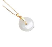 OAOAO S925 Sterling Silver Harmony Coin Necklace, Natural Hetian Jade Pendant Lucky Wealth Amulet For Reiki Chakra Meditation 1 Pcs