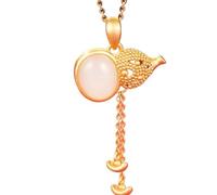 OAOAO S925 Sterling Silver Necklace, Natural Hetian Jade Wu Lou Pendant, Feng Shui Amulet For Longevity Safe Travel Prosperity Gift 1 Pcs