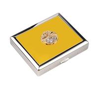 OAOAO Stylish Leather Copper Cigarette Case for 20 Cigarettes, for Men and Women, One Size, 1 Pcs, 93x80x18mm(Yellow)