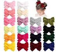 Oaoleer 40 Pieces Toddler Girls Hair Bows Velvet Neutral Braid Bows Alligator Clips Accessories for Baby Little Girls Kids in Pairs