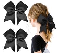 OAOLEER Cheerleader Bows with Tails 8" Cheerleader Bows for Cheerleader Uniform and Teen Girls Black (Pack of 2)