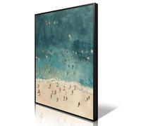 OAOPIC Summer Beach Canvas Wall Art, Green Coastal Tiny People Swimming Aesthetic Poster, Endless Summer Ocean Beachy Fun Print Painting, Ocean Swim Seascape Wall Decor for Bedroom 8x12in Unframed
