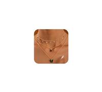 OAOSIOH Charm Layered Green Crystal Butterfly Waterdrop Pendant Necklaces for Women, Dainty Boho Small Beads Tassel Choker Necklace Party Costume Jewelry Gift, One Size, Metal, No Gemstone