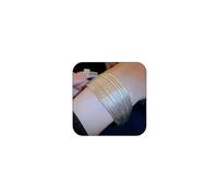 OAOSIOH Chunky Multi Layered Wire Open Cuff Bracelets for Women, 14K Gold Stacking Wire Statement Bracelets Thick Silver Wrist Jewelry Gifts for Anniversary, L, Silver, alloy