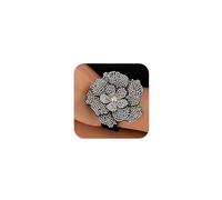 OAOSIOH Sparkly Rhinestone Large Flower Bracelets for Women Bling Cubic Zircon Floral Bangles Black Lace-Up Velvet Bracelets Vintage Punk Simple Jewelry Gifts, L, Metal, no gemstone