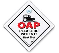 OAP Please Be Patient Elderly Driver Car Sign with Suction Cup, 14cm
