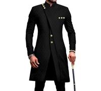 OAQAO African Clothes for Men Dashiki Slim Fit Jacket and Trousers Set Formal Attire for Wedding, Black, M