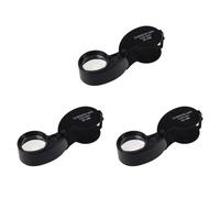 Oaqmvgin Loupe 40x Optical Glass LED Light, 25mm Lens, Compact 3-Count Set | Three-pack 40x loupe with 25mm lens fits in a pocket; LED illumination helps you inspect coins, stamps, and micro engravings.