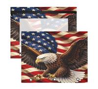 Oarencol 4th of July Patriotic American Flag Eagle Pencil Pouch for 3 Ring Binder 2 Pack Large Pencil Case Pouch with Zipper & Grommets, Clear Binder Bag, School Office Supplies