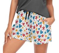 Oarencol Colorful Hearts Star Athletic Shorts for Women Lounge Pj Bottoms Workout Running Yoga Gym Shorts M