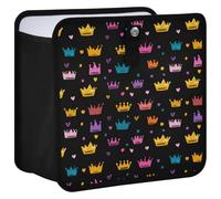 Oarencol Cute Crowns Hearts Car Trash Can, Foldable Hanging Car Trash Bag, Small Waterproof Car Accessories Garbage Bin