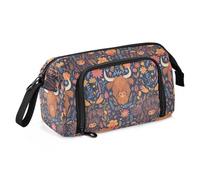 Oarencol Large Pencil Case Highland Cow and Flower Big Capacity Pencil Pouch Organizer with Zipper Pen Bag for School Office Supplies