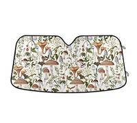 Oarencol Mushrooms Car Windshield Sun Shade Vintage Flower Leaves Foldable UV Ray Sun Visor Protector Sunshade to Keep Your Vehicle Cool (55" x 27.6")