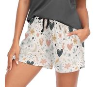 Oarencol Pajama Pants for Womens Pajama Shorts with Pockets Sleepwear Pants Boho Hearts Flower Heart Pj Bottoms L