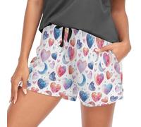 Oarencol Pajama Pants for Womens Pajama Shorts with Pockets Sleepwear Pants Hearts Star Moon Pj Bottoms L