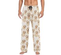 Oarencol Pajama Pants Mens Cute Golden Retriever Dog Men Pajama Bottoms Sleep Long Lounge Pants L