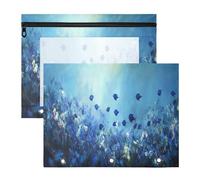 Oarencol Pencil Pouch for 3 Ring Binder Blue Fishs Ocean 2 Pack Large Pencil Case Pouch with Zipper & Grommets, Clear Binder Bag, School Office Supplies