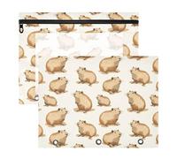 Oarencol Pencil Pouch for 3 Ring Binder Capybaras Animals 2 Pack Large Pencil Case Pouch with Zipper & Grommets, Clear Binder Bag, School Office Supplies