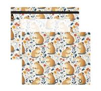 Oarencol Pencil Pouch for 3 Ring Binder Capybaras Floral 2 Pack Large Pencil Case Pouch with Zipper & Grommets, Clear Binder Bag, School Office Supplies