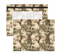 Oarencol Pencil Pouch for 3 Ring Binder Capybaras Leaves 2 Pack Large Pencil Case Pouch with Zipper & Grommets, Clear Binder Bag, School Office Supplies