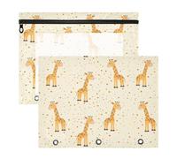 Oarencol Pencil Pouch for 3 Ring Binder Cute Giraffes Animal 2 Pack Large Pencil Case Pouch with Zipper & Grommets, Clear Binder Bag, School Office Supplies