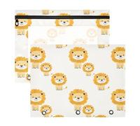 Oarencol Pencil Pouch for 3 Ring Binder Cute Lions Animal 2 Pack Large Pencil Case Pouch with Zipper & Grommets, Clear Binder Bag, School Office Supplies