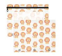 Oarencol Pencil Pouch for 3 Ring Binder Cute Lions Animals 2 Pack Large Pencil Case Pouch with Zipper & Grommets, Clear Binder Bag, School Office Supplies
