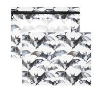 Oarencol Pencil Pouch for 3 Ring Binder Goth Bats 2 Pack Large Pencil Case Pouch with Zipper & Grommets, Clear Binder Bag, School Office Supplies