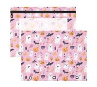 Oarencol Pencil Pouch for 3 Ring Binder Halloween Ghosts Pumpkin Bats 2 Pack Large Pencil Case Pouch with Zipper & Grommets, Clear Binder Bag, School Office Supplies