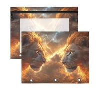 Oarencol Pencil Pouch for 3 Ring Binder Lions Lightning 2 Pack Large Pencil Case Pouch with Zipper & Grommets, Clear Binder Bag, School Office Supplies