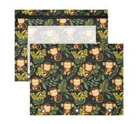 Oarencol Pencil Pouch for 3 Ring Binder Monkey Palm Leaves Tropical 2 Pack Large Pencil Case Pouch with Zipper & Grommets, Clear Binder Bag, School Office Supplies