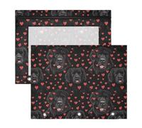 Oarencol Pencil Pouch for 3 Ring Binder Newfoundland Dog Valentines Hearts 2 Pack Large Pencil Case Pouch with Zipper & Grommets, Clear Binder Bag, School Office Supplies