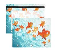 Oarencol Pencil Pouch for 3 Ring Binder Ocean Goldfish Sea 2 Pack Large Pencil Case Pouch with Zipper & Grommets, Clear Binder Bag, School Office Supplies