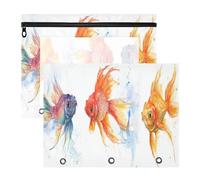 Oarencol Pencil Pouch for 3 Ring Binder Sea Fishs Ocean 2 Pack Large Pencil Case Pouch with Zipper & Grommets, Clear Binder Bag, School Office Supplies
