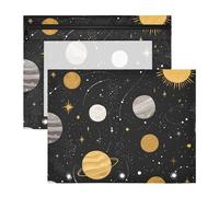 Oarencol Pencil Pouch for 3 Ring Binder Solar System Planet Space Stars 2 Pack Large Pencil Case Pouch with Zipper & Grommets, Clear Binder Bag, School Office Supplies